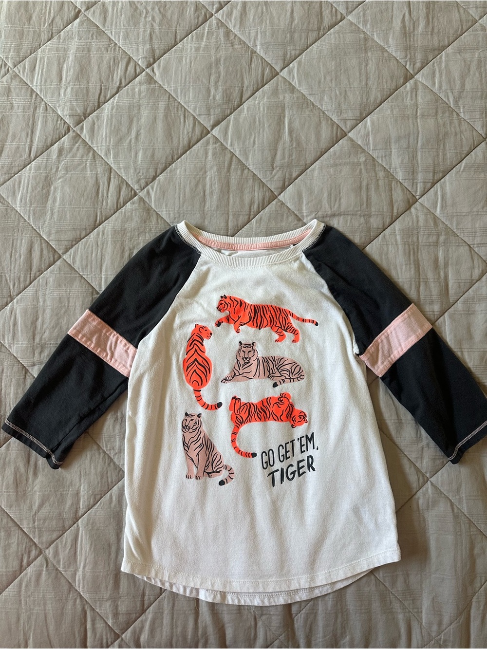 Cat & Jack White, Black & Pink Tiger Graphic Raglan Long Sleeve Tee